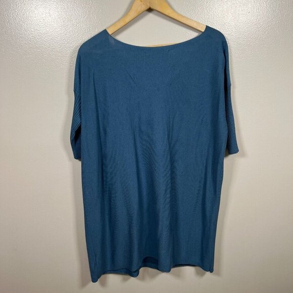 Peruvian Connection Pima Cotton Sweater Tunic Size Small Blue Dolman Sleeve - Picture 2 of 7
